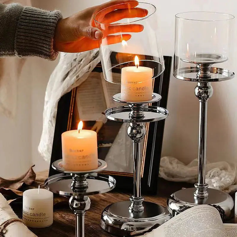 Minimalist Glass Candle Holders Creative Goblet Cup Shape Candlestick Wedding Dinner Table Decoration Bar Party Home Decor Fantique