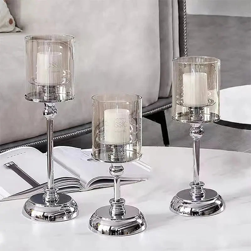 Minimalist Glass Candle Holders Creative Goblet Cup Shape Candlestick Wedding Dinner Table Decoration Bar Party Home Decor Fantique